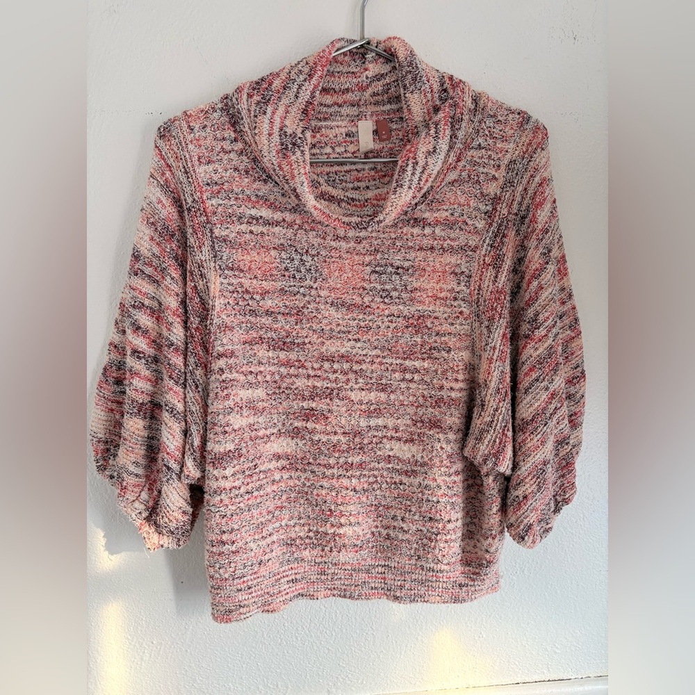 Anthropologie Pilcro Marled Cowl Neck Sweater Size M, Pink Tones